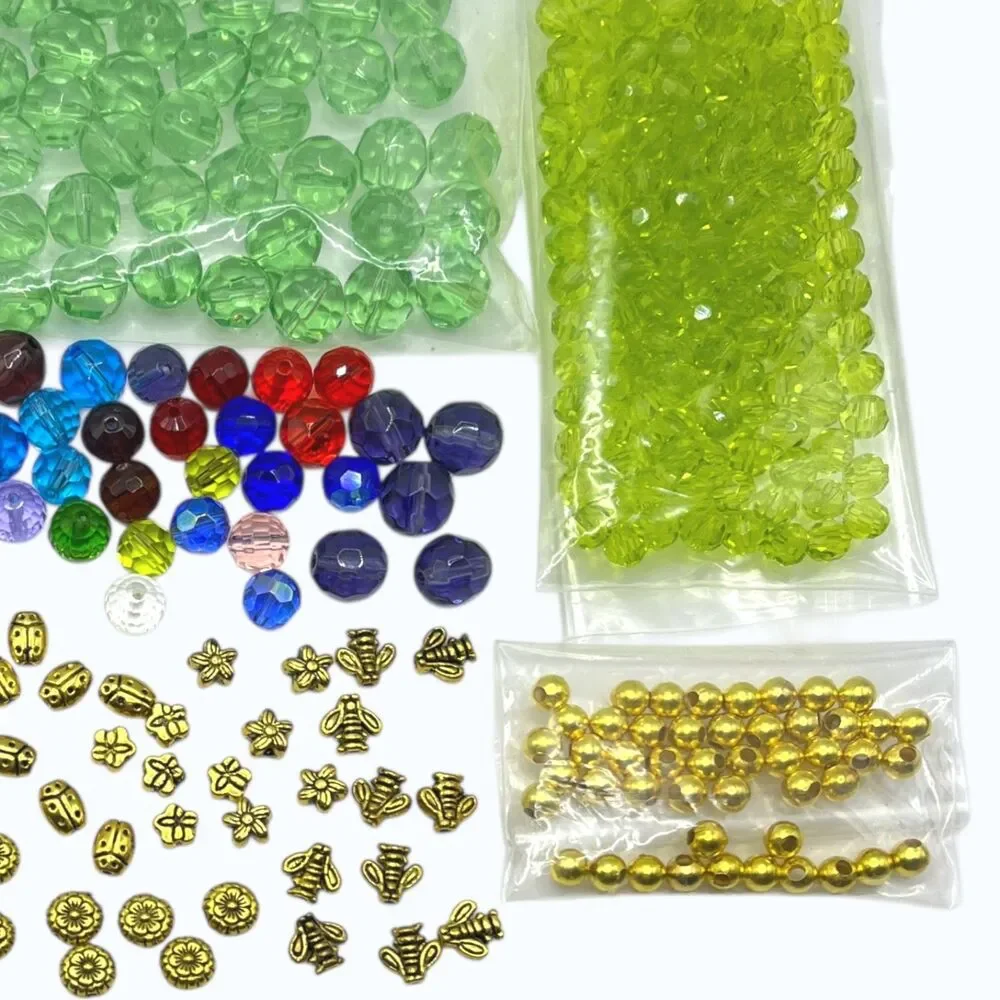 Mixed Lot Beads Pendants Glass Gemstone Metal Jewelry Making Variety Colorful